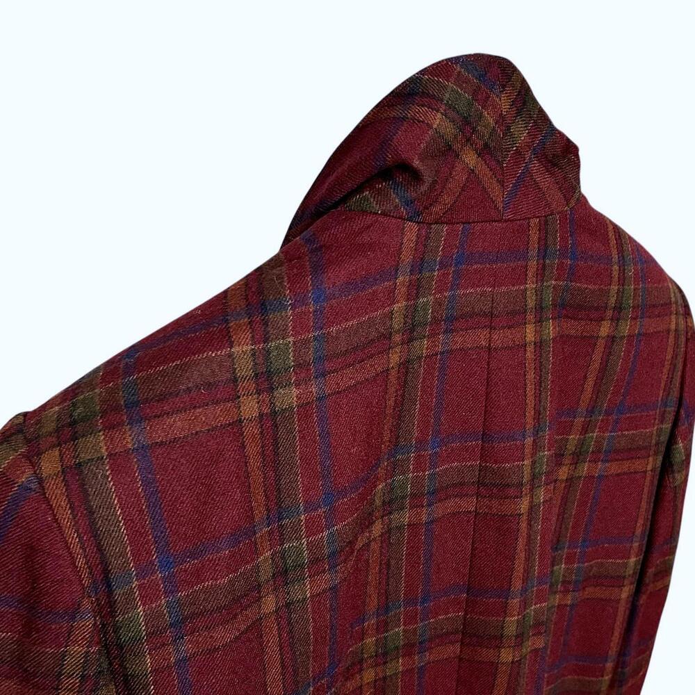 VALERIE STEVENS Womens (14) Pure Wool Burgundy Plaid Blazer Jacket - Lined - Picture 3 of 9